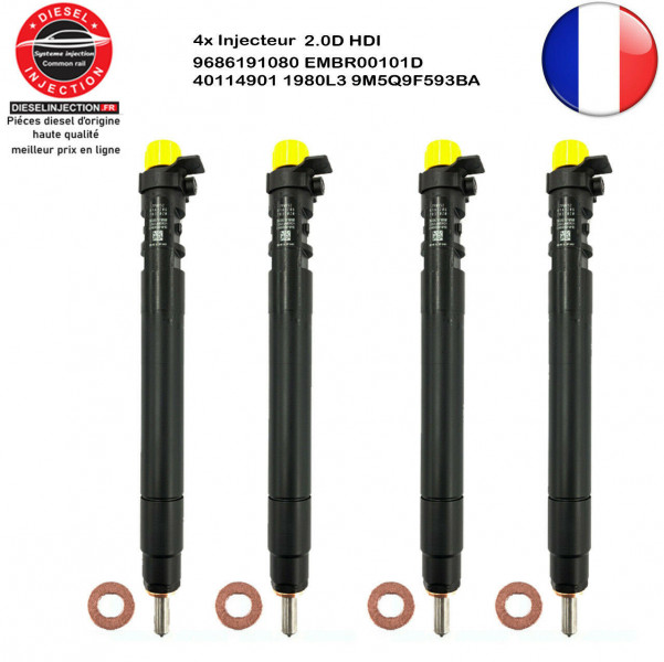 Quatre injecteurs DELPHI pour moteurs 2 L, HDi 2.0, TDCi 2.0 et Multijet28231014-EMBR00101D